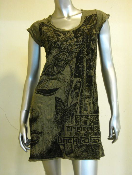 Womens Green Butterfly Buddha Dress