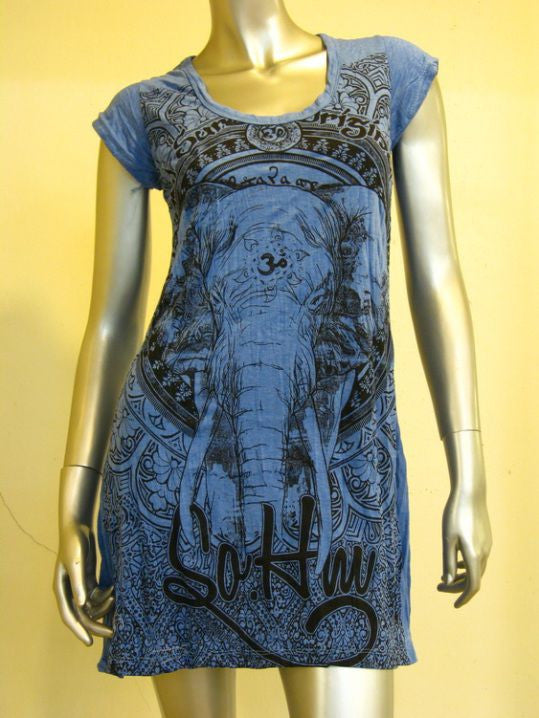 Womens Blue Wild Elephant Dress