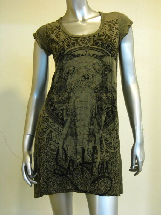 Womens Green Wild Elephant Dress