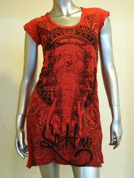 Womens Red Wild Elephant Dress