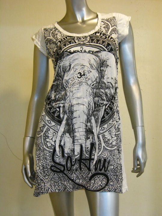 Womens White Wild Elephant Dress