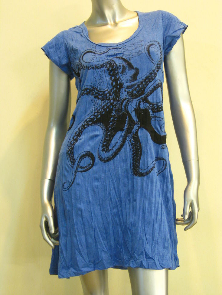 Womens Blue Octopus Dress
