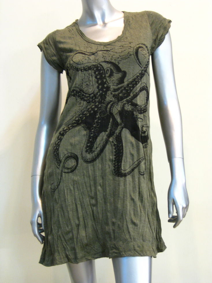 Womens Green Octopus Dress