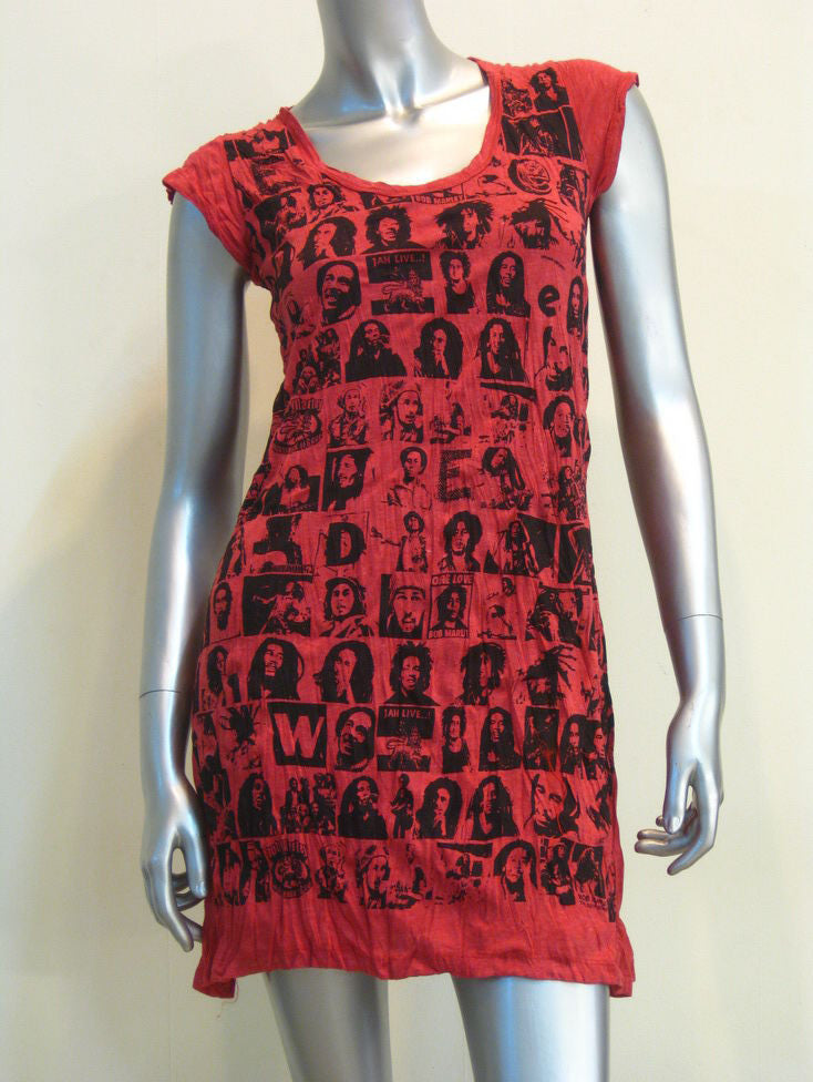Womens Red Multi Bob Marley Dress