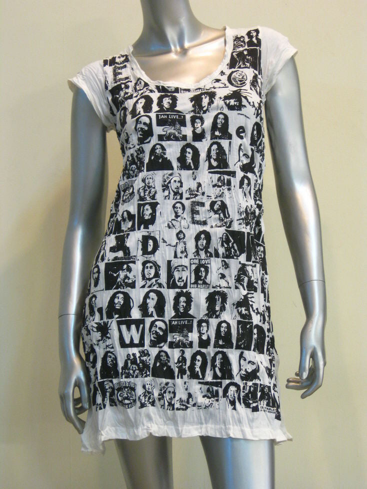 Womens White Multi Bob Marley Dress