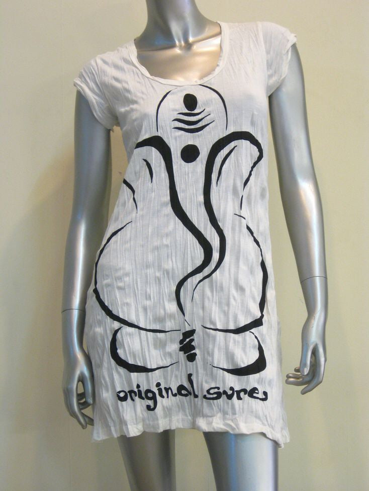 Womens White Abstract Ganesh Dress