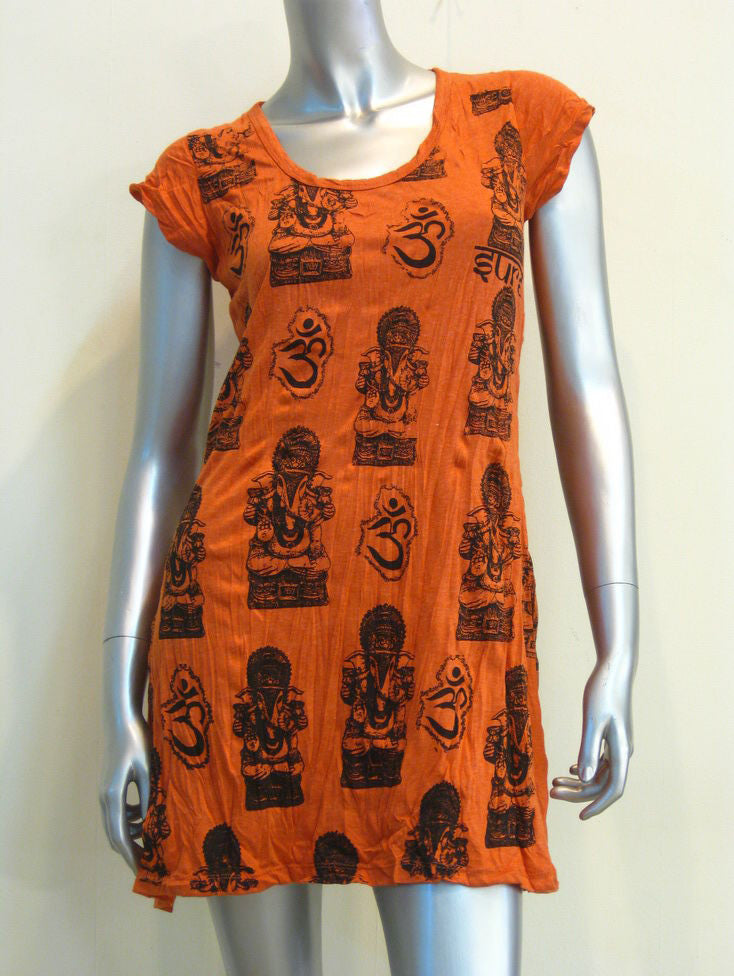 Womens Orange Multi Ohm Ganesh Dress