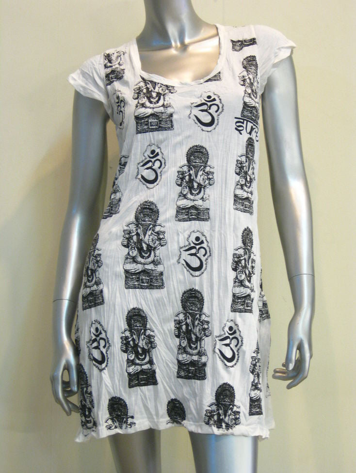 Womens White Multi Ohm Ganesh Dress
