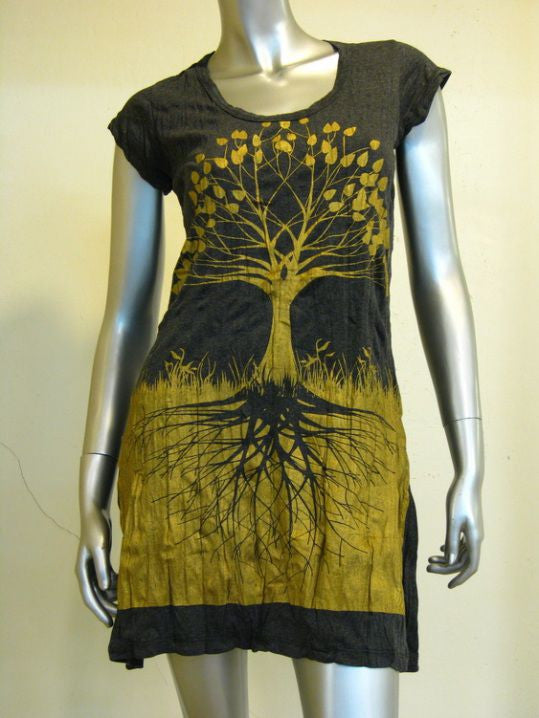 Womens Gold on Black Tree of Life Dress