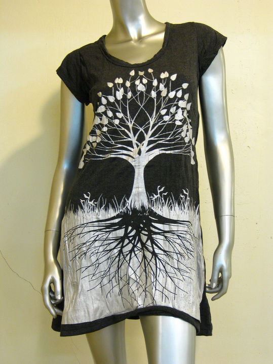Womens Silver on Black Tree of Life Dress