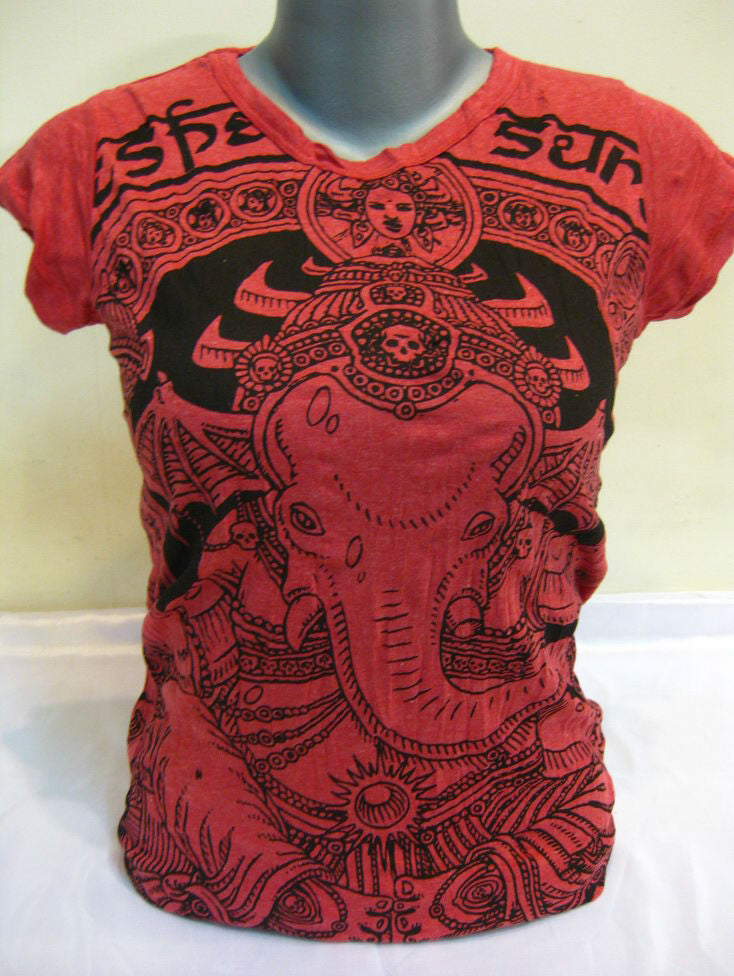 Womens Red Batman Ganesh T-Shirt