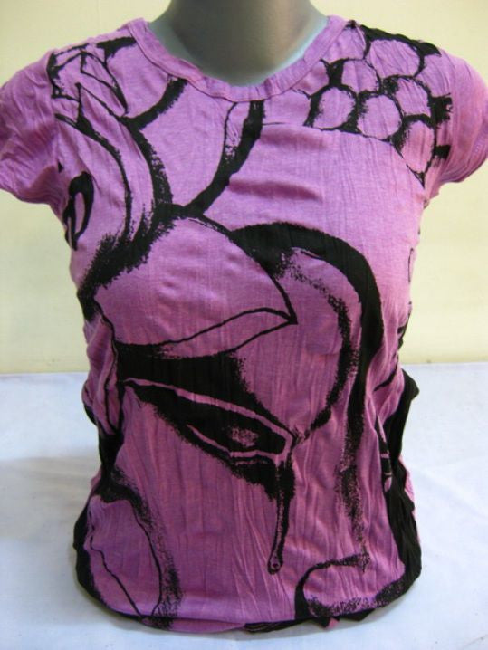 Womens Purple Crying Buddha T-Shirt