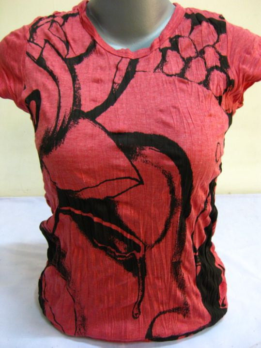 Womens Red Crying Buddha T-Shirt