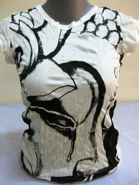 Womens White Crying Buddha T-Shirt