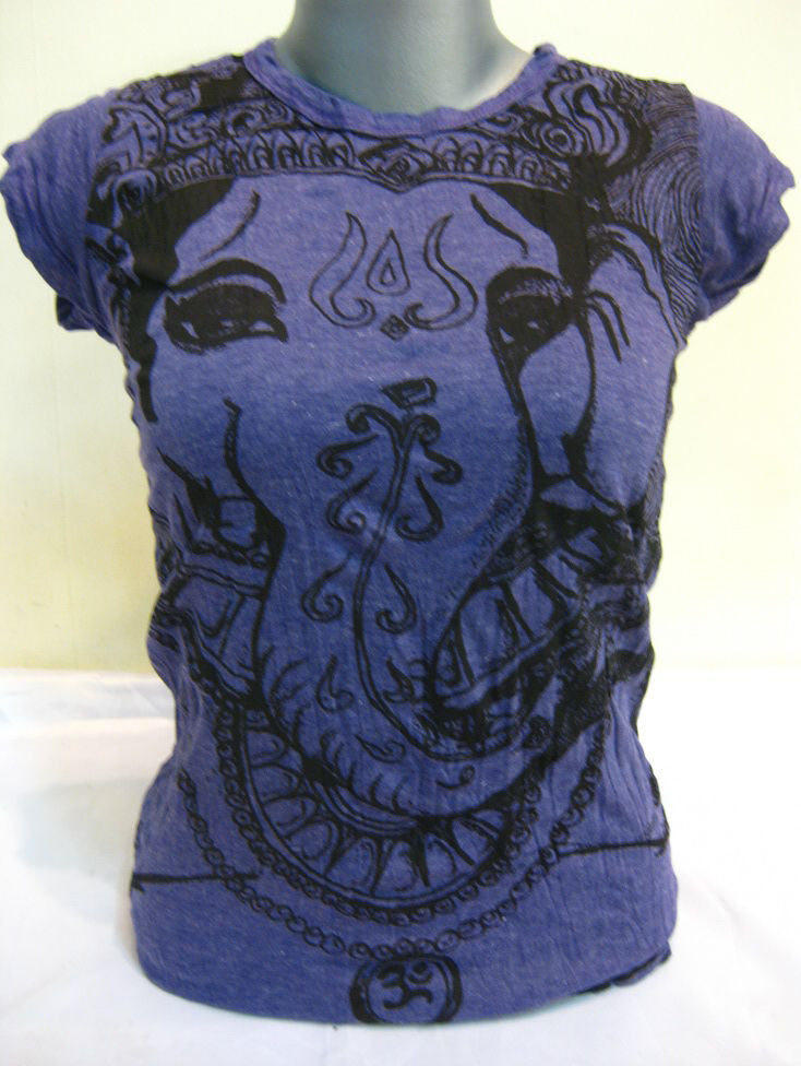 Womens Grape Big Face Ganesh T-Shirt