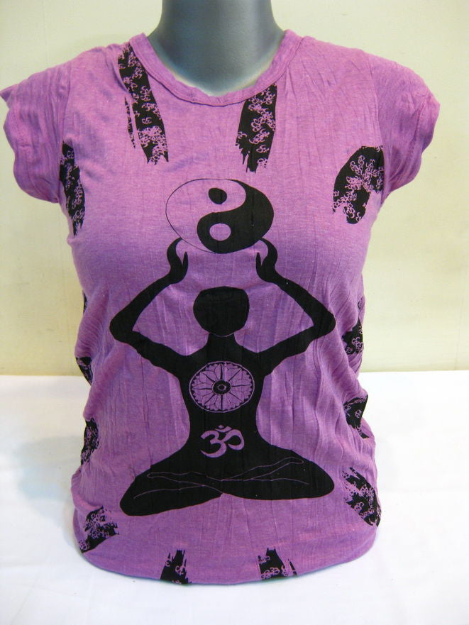 Womens Purple Yin Yang Yoga T-Shirt