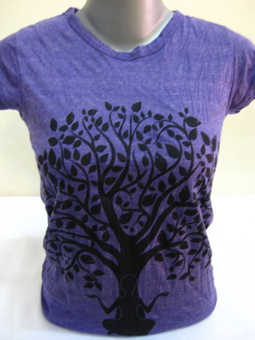 Womens Grape Meditation Tree T-Shirt