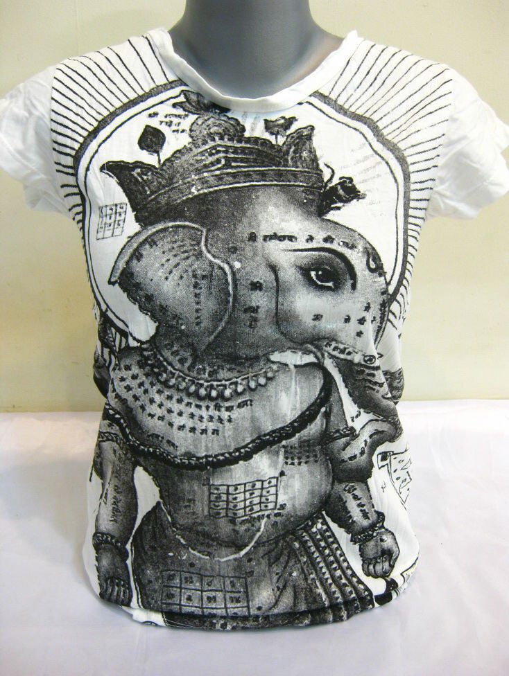 Womens White Royal Ganesha T-Shirt