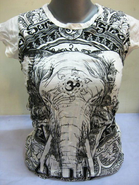 Womens White Wild Elephant T-Shirt