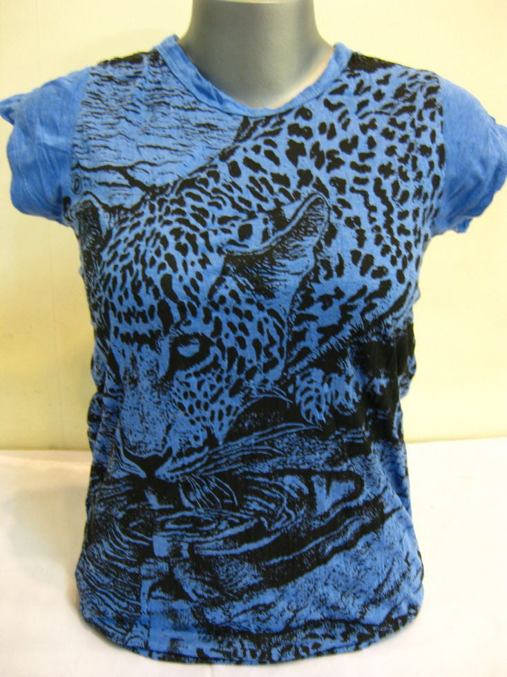 Womens Blue Leopard T-Shirt