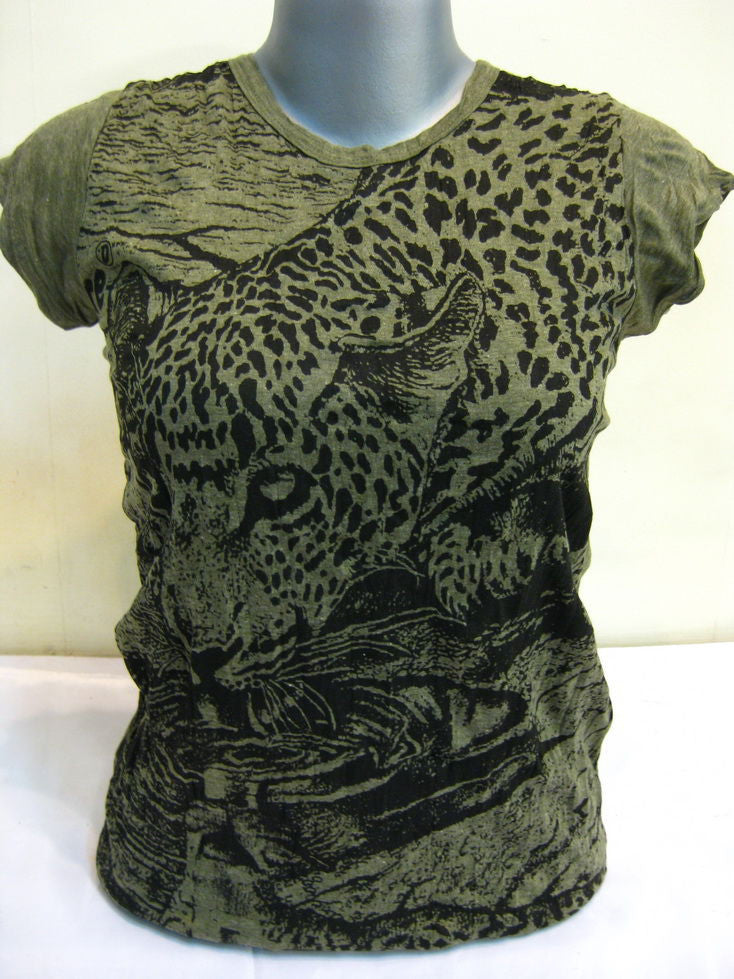 Womens Green Leopard T-Shirt