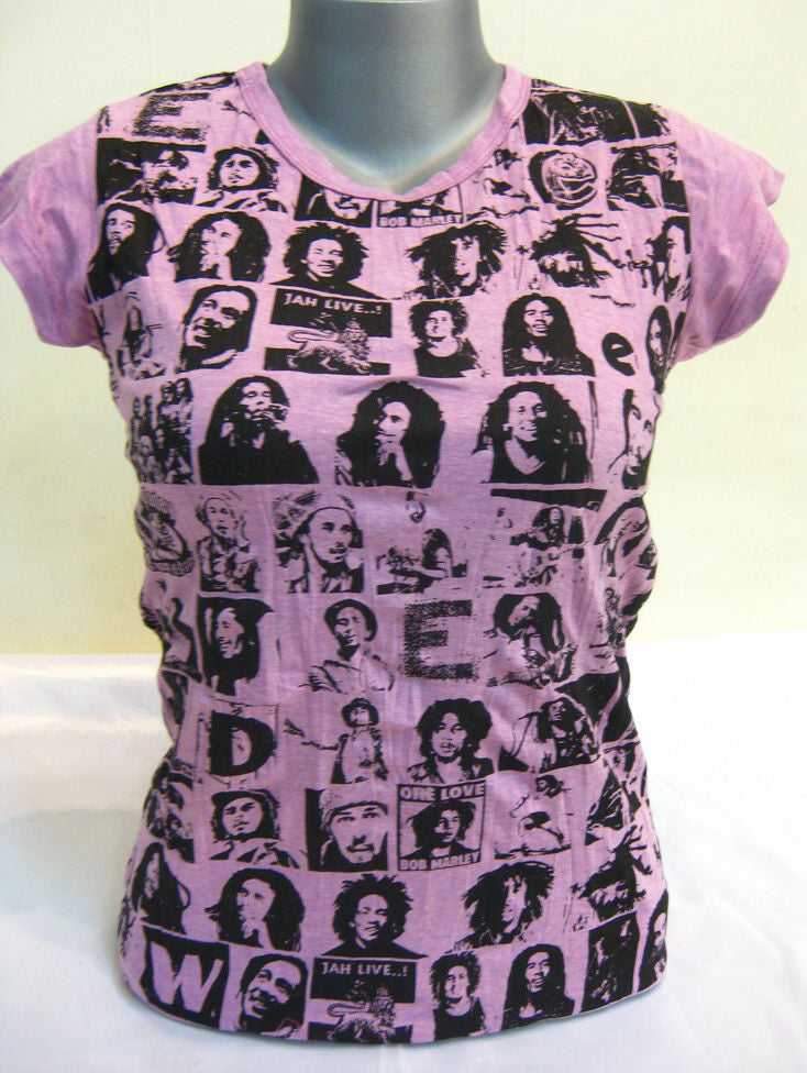 Womens Purple Bob Marley T-Shirt