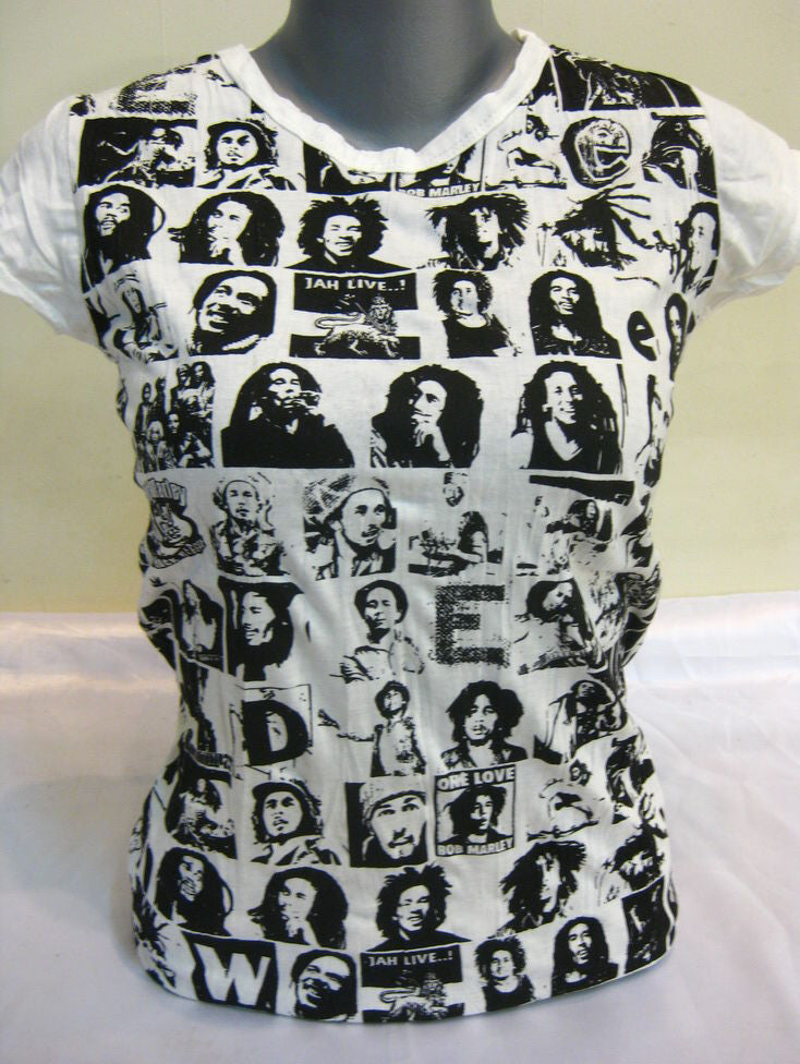 Womens White Bob Marley T-Shirt