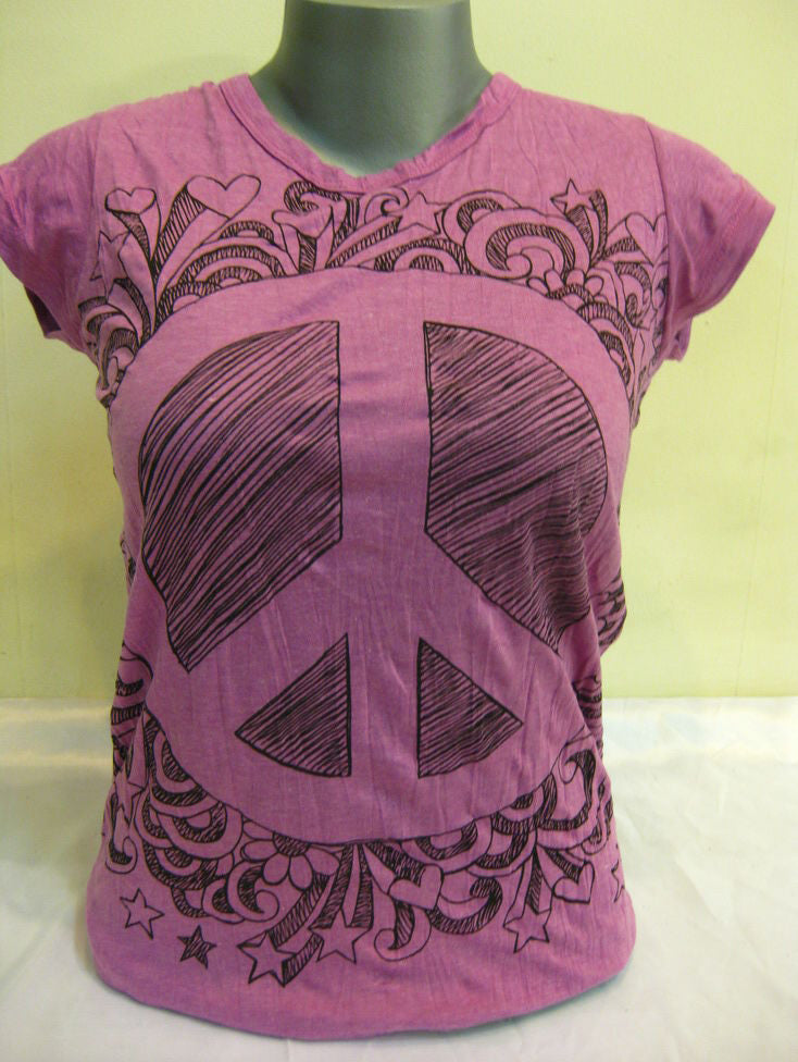 Womens Purple Peace Sign Infi T-Shirt