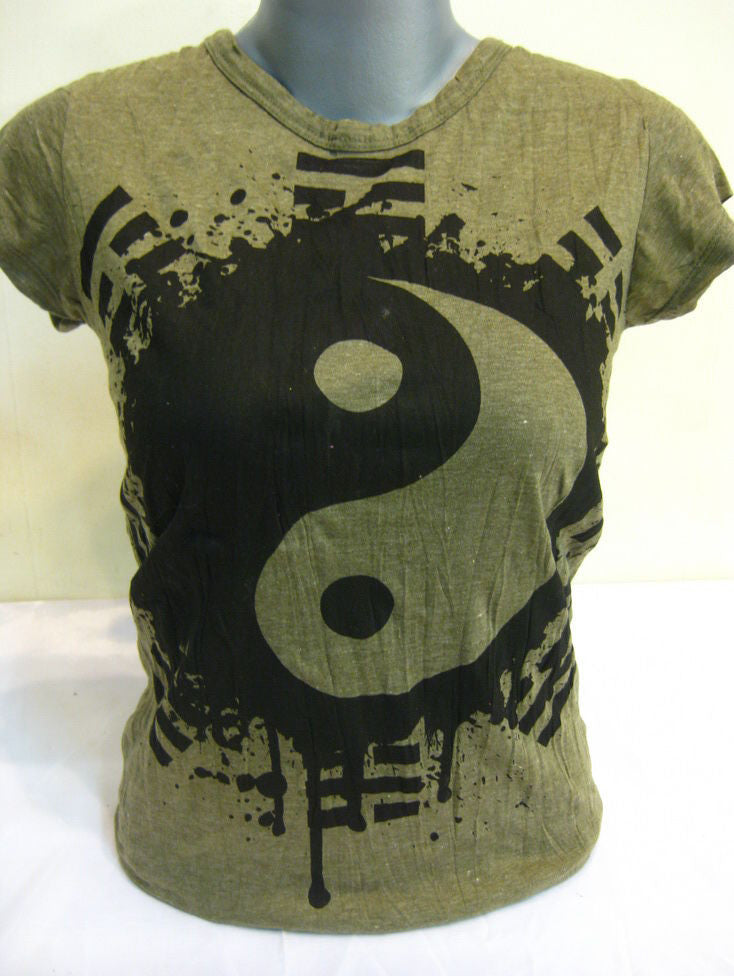 Womens Green Ying Yang T-Shirt