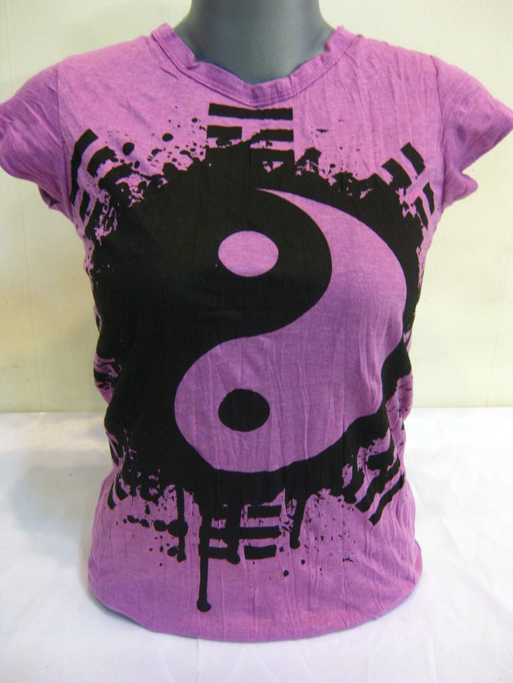 Womens Purple Ying Yang T-Shirt