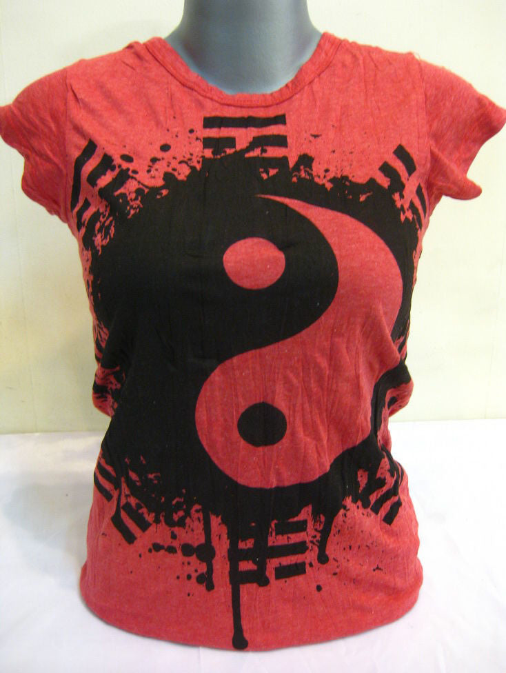 Womens Red Ying Yang T-Shirt