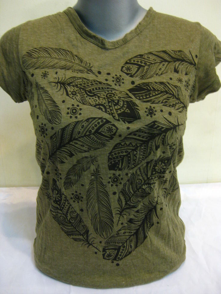 Womens Green Feather Dream T-Shirt