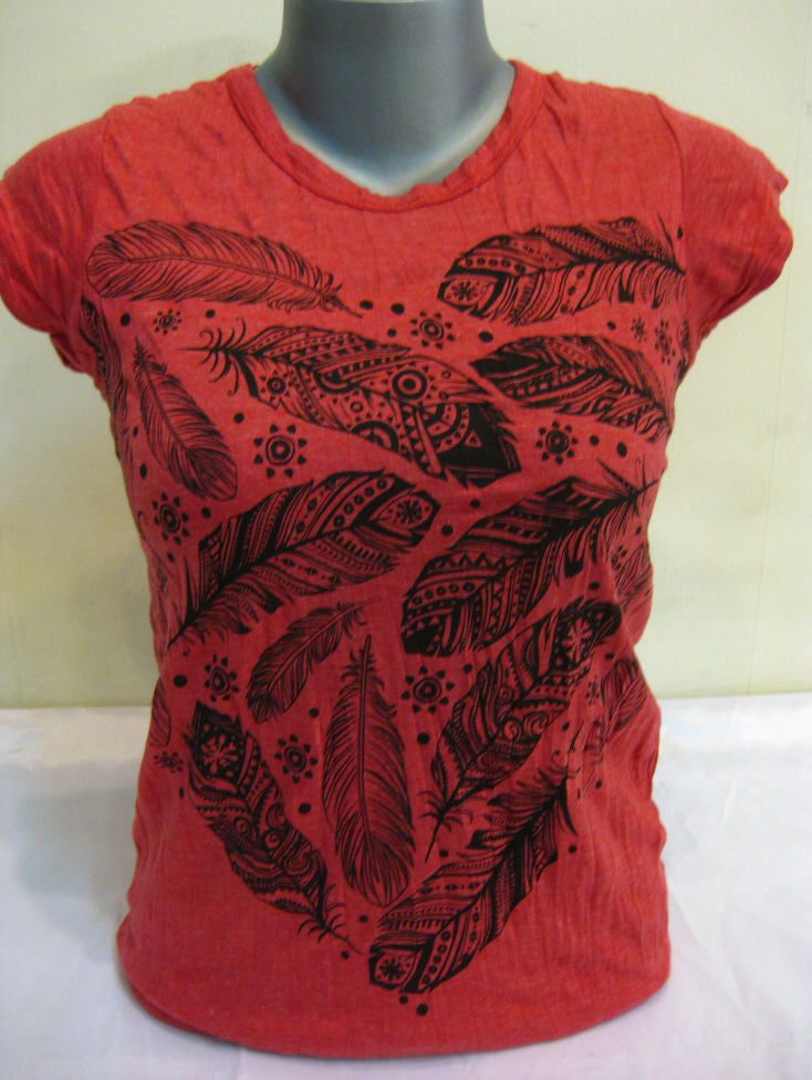 Womens Red Feather Dream T-Shirt