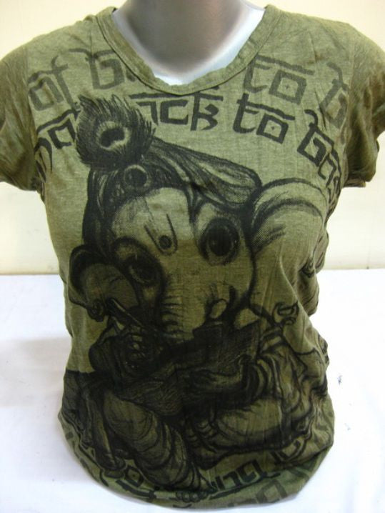 Womens Green Baby Ganesh T-Shirt