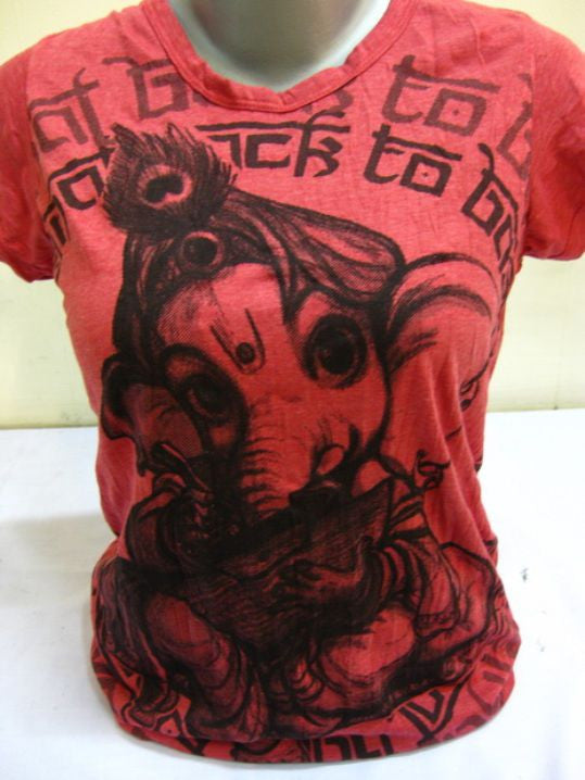 Womens Red Baby Ganesh T-Shirt