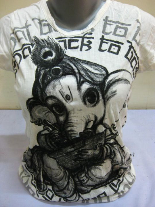 Womens White Baby Ganesh T-Shirt