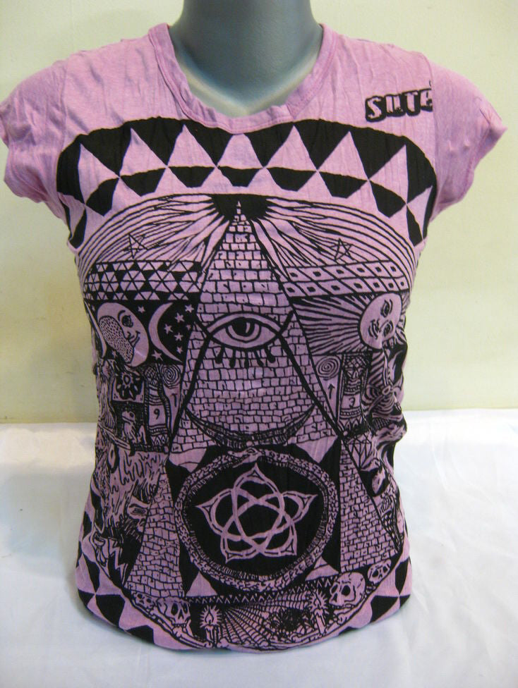 Womens Purple Pyramid Eye T-Shirt