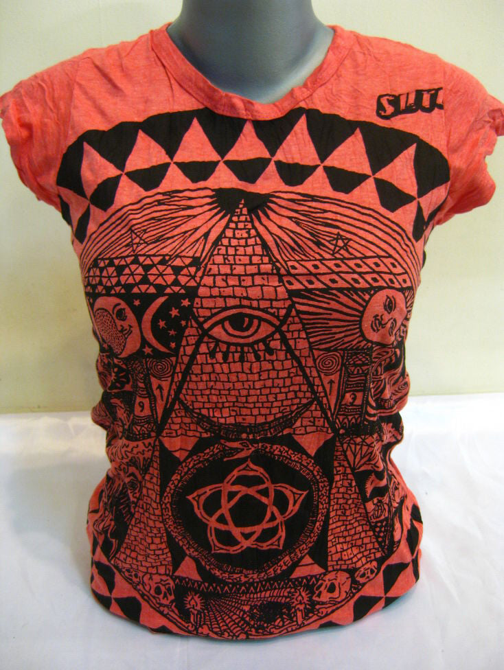 Womens Red Pyramid Eye T-Shirt