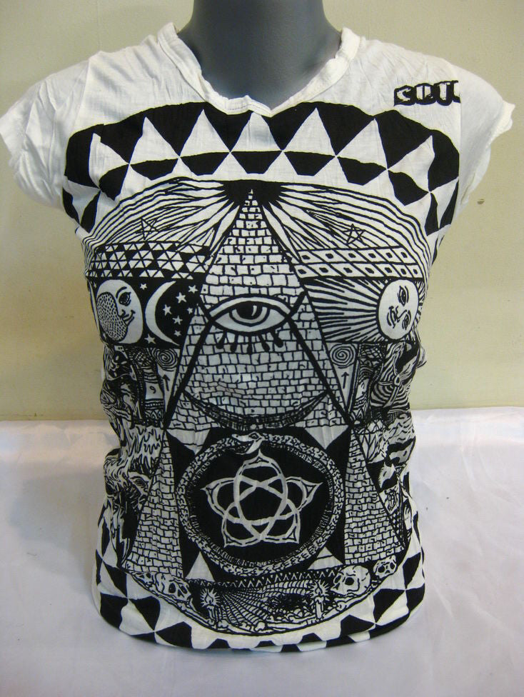 Womens White Pyramid Eye T-Shirt
