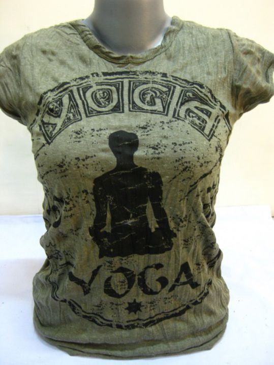 Womens Green Infinitee Yoga Stamp T-Shirt