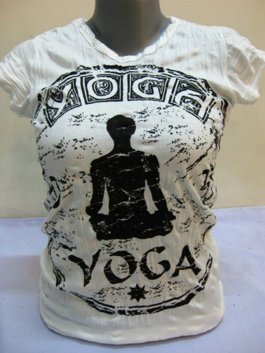 Womens White Infinitee Yoga Stamp T-Shirt