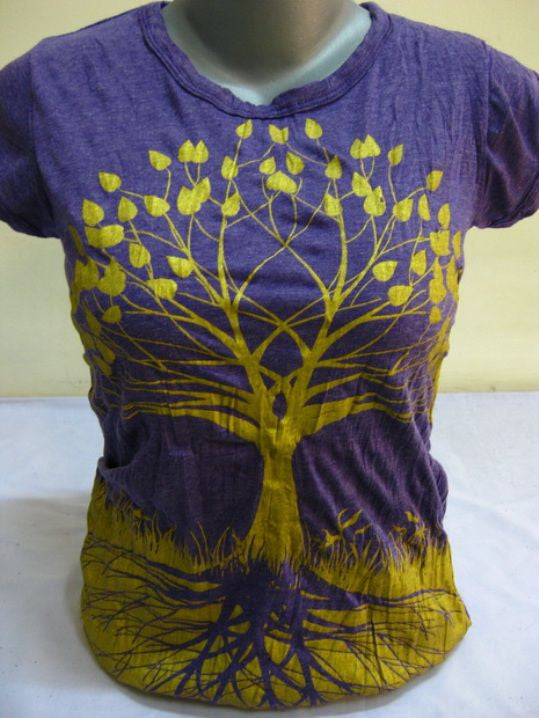 Womens Gold on Grape Tree of Life T-Shirt