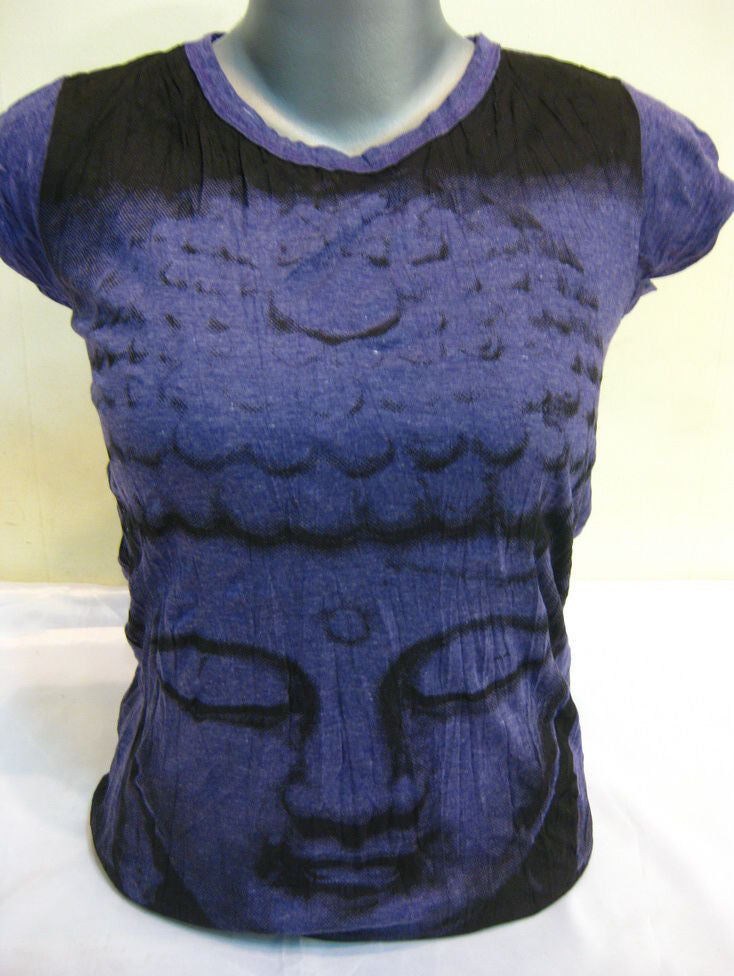 Womens Grape Big Face Buddha T-Shirt