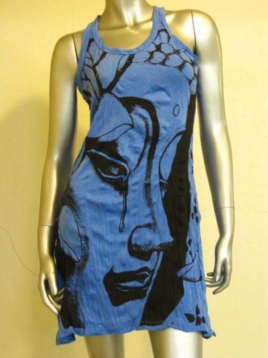 Womens Blue Crying Buddha Tank Dress