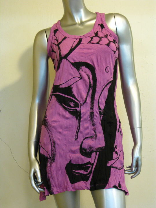 Womens Purple Crying Buddha Tank Dress
