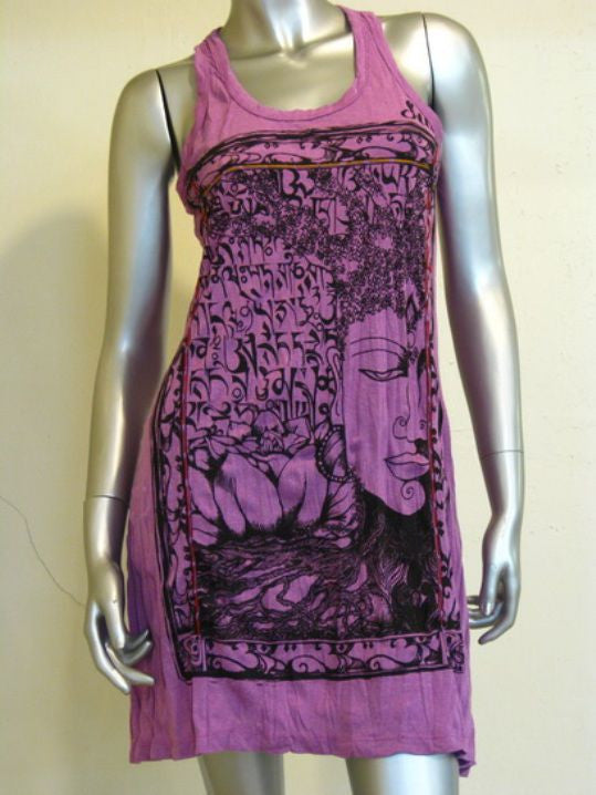 Womens Purple Sanskrit Buddha Tank Dress
