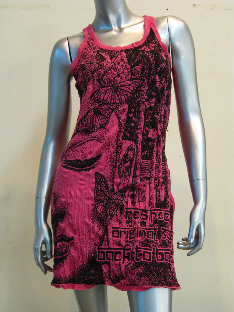 Womens Purple Butterfly Buddha Tank Dress