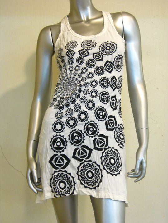 Womens White Chakra Fractal Tank Dress