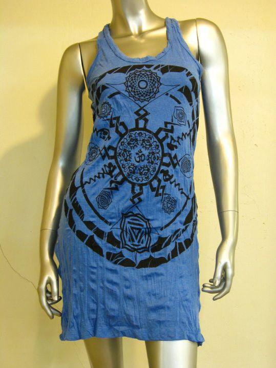 Womens Blue Chakra Ohm Mandala Tank Dress