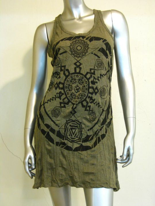 Womens Green Chakra Ohm Mandala Tank Dress